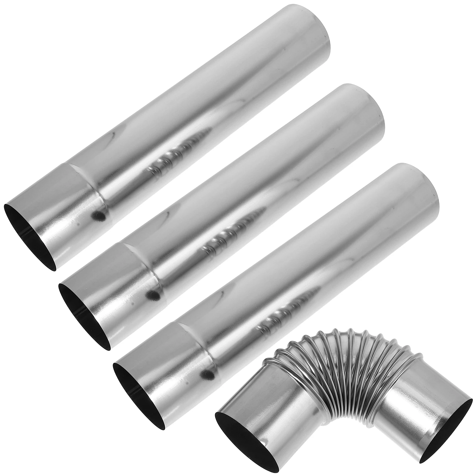 

3 pcs Stainless Steel Exhaust Pipe 90° Elbow Adapter 3x300mm for Gas Heaters Chimney Flue Vent Tube Durable