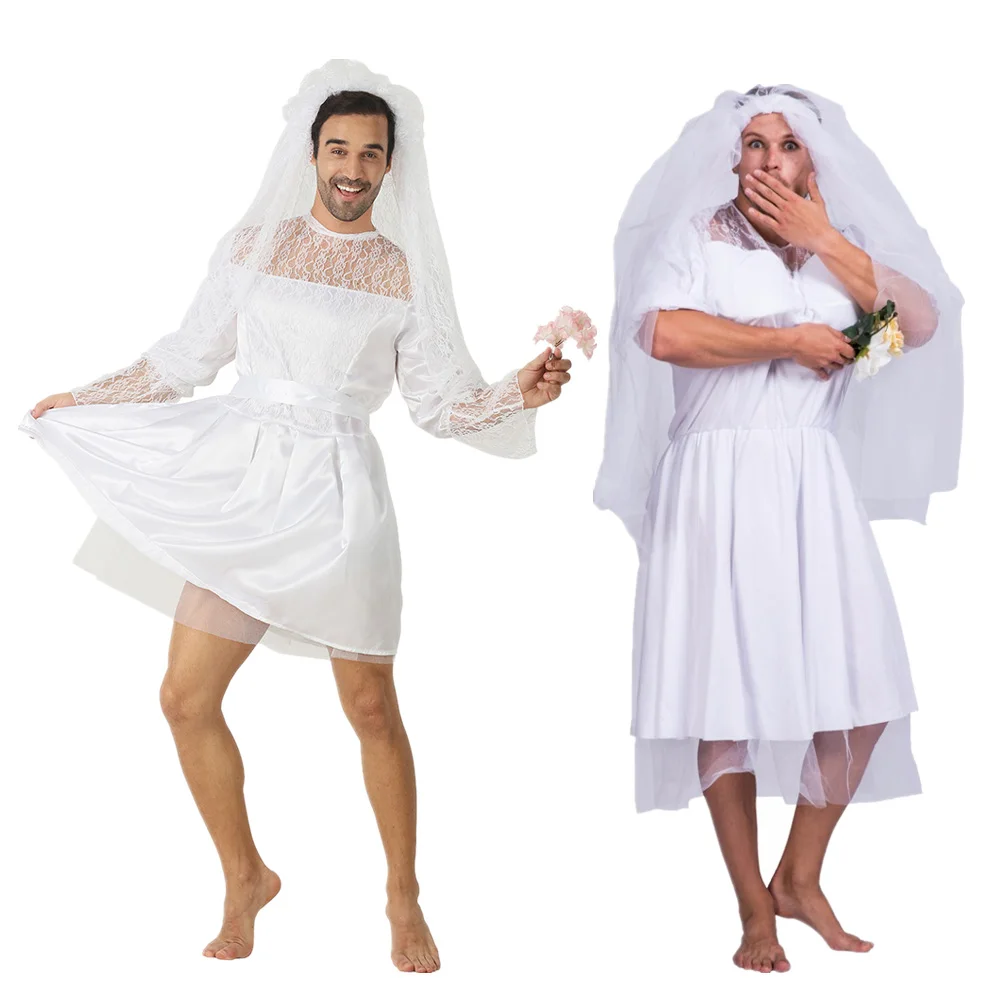 Costume d'Halloween drag dinner pour hommes, tenues de cosplay de renversement de marié adulte, carnaval de Pâques, robe de paupières de Pourim, drôle