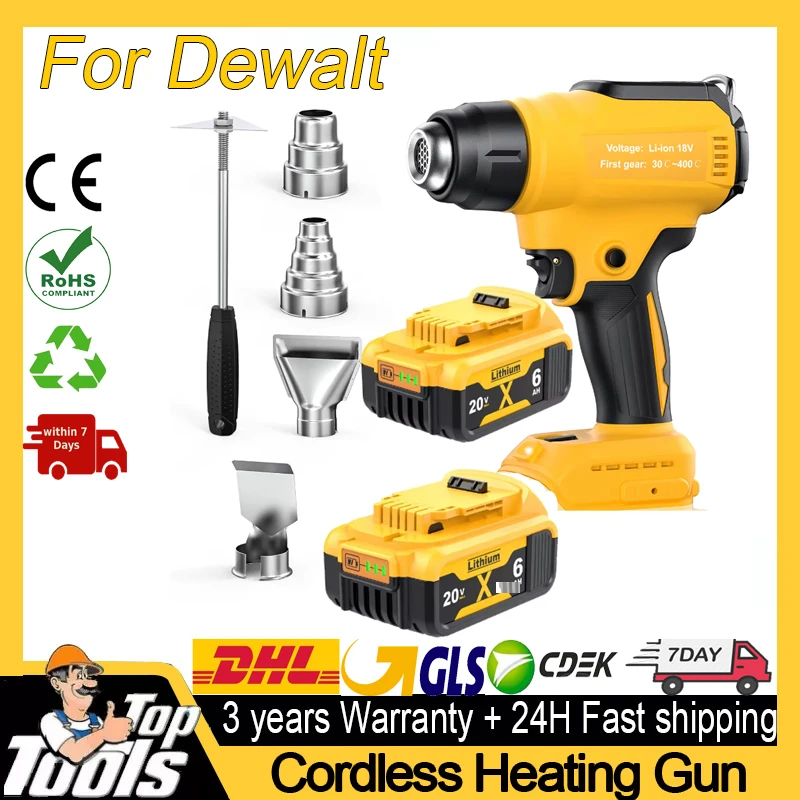 Беспроводной нагревательный пистолет 18 В, электрический для Dewalt 20 В DCB200, аккумуляторная батарея, инструменты, аккумуляторная нагревательная дрель, инструменты с 4 насадками Беспроводной нагревательный пистолет 18 В, электрический для Dewalt 20 В DCB200, аккумуляторная батарея, инструменты, аккумуляторная нагревательная дрель, инструменты с 4 насадками