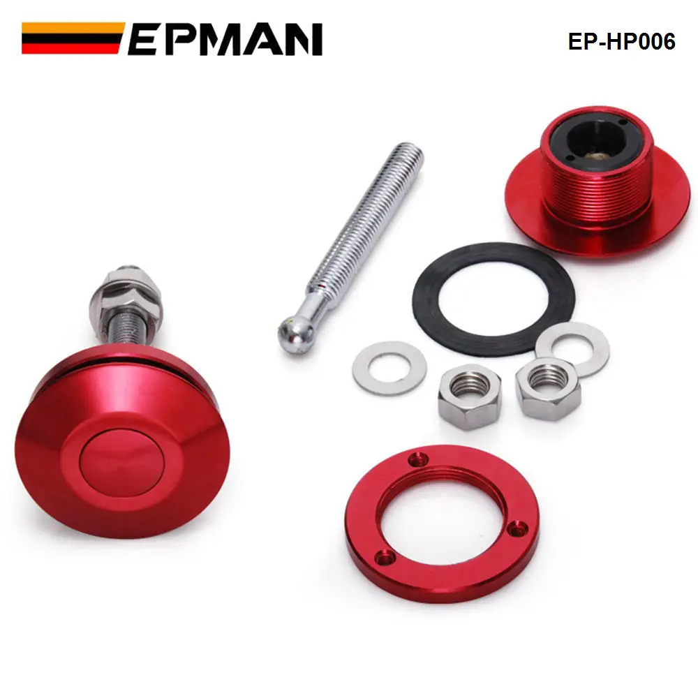 EPMAN Universal Push Button Billet Hood Pins Lock Clip Kit Car Quick Latch EP-HP006