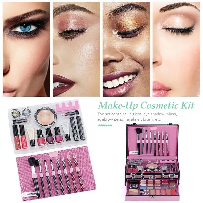 All InMakeup Set Professional Eyeshadow Palette With Brushes Lipstick Eye liner Mascara & More Best Makeup Palette Kit For Women