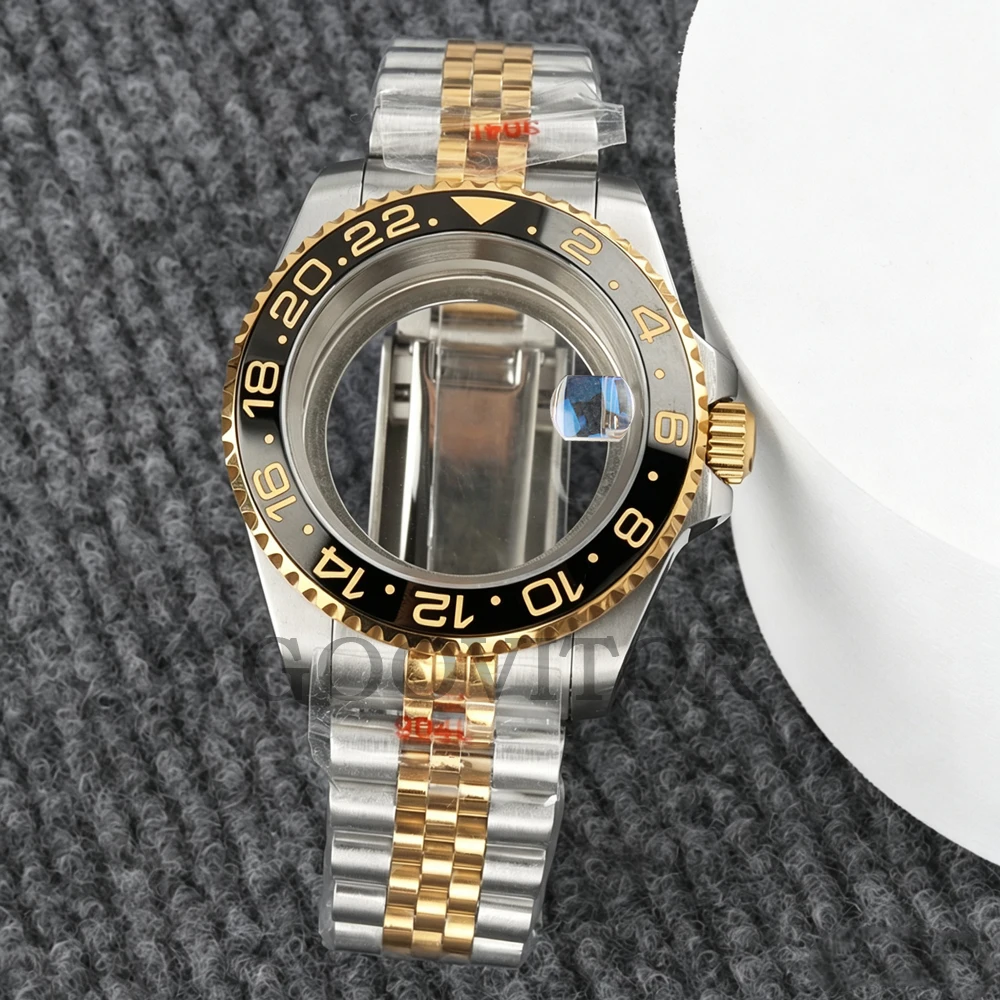 40mm Gold Silver Watch NH35 Case Waterproof For GMT SUB NH34 NH35 NH36 NH38 Movement 28.5mm Dial Jubilee Bracelet Sapphire Glass