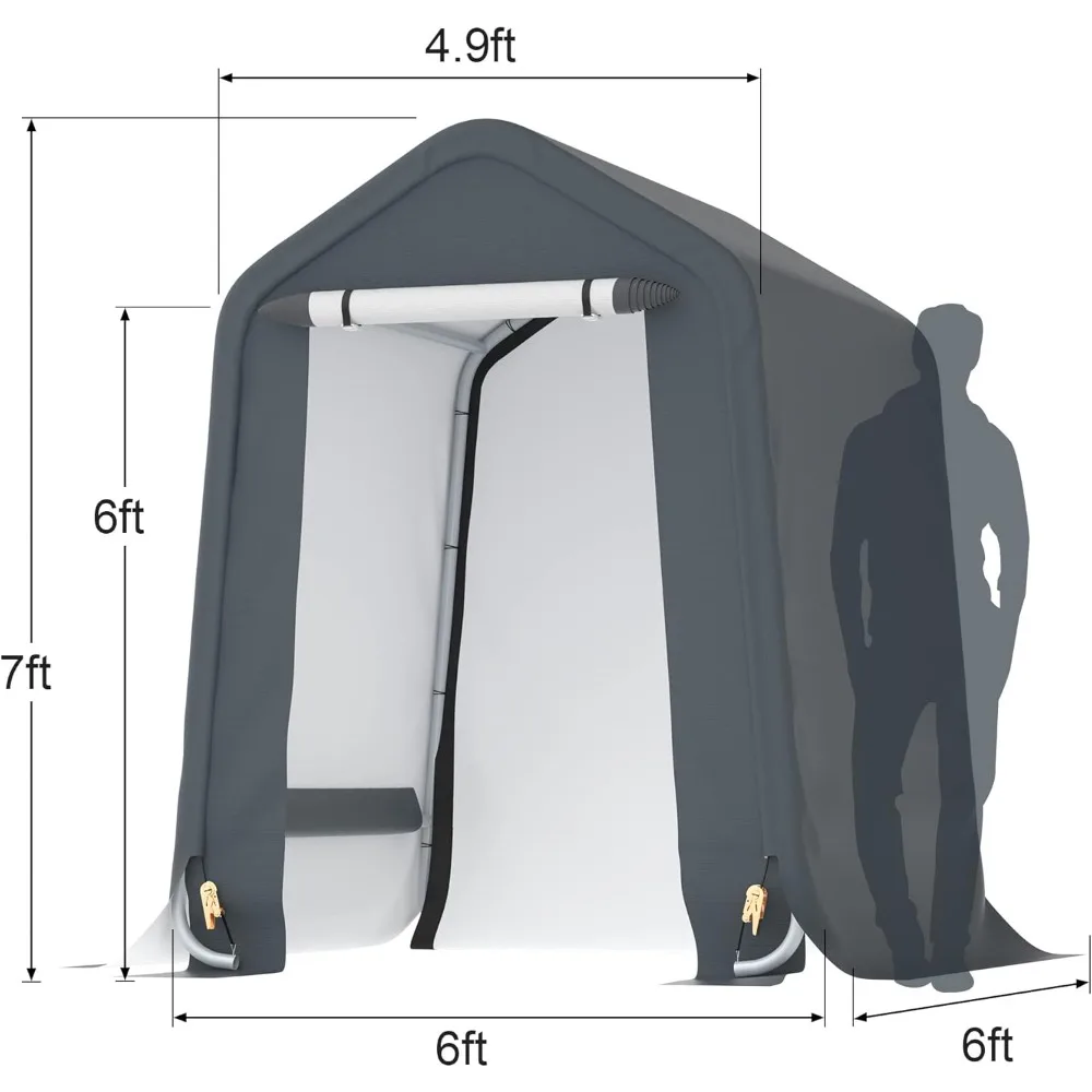 Storage Shed Outdoor Portable Garage Car Shelter Carport Waterproof Canopy Kit Tent Heavy Duty for Bike, Motorcycle, Gardening