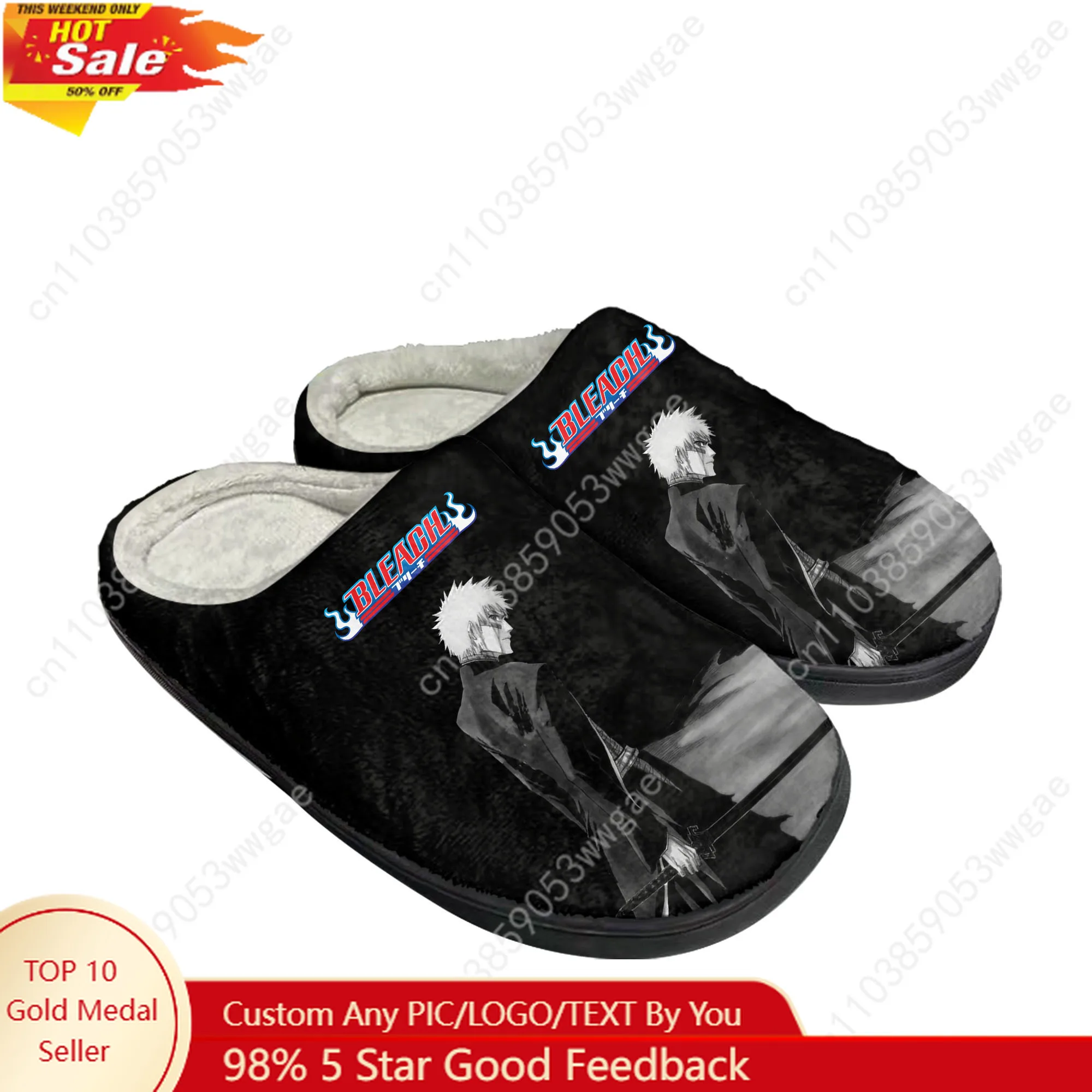 

Bleach Cotton Shoes Family Slippers Mens Womens Teenagers High Quality Plush Bedroom Casual Warm Shoes Anime Customized Slippers