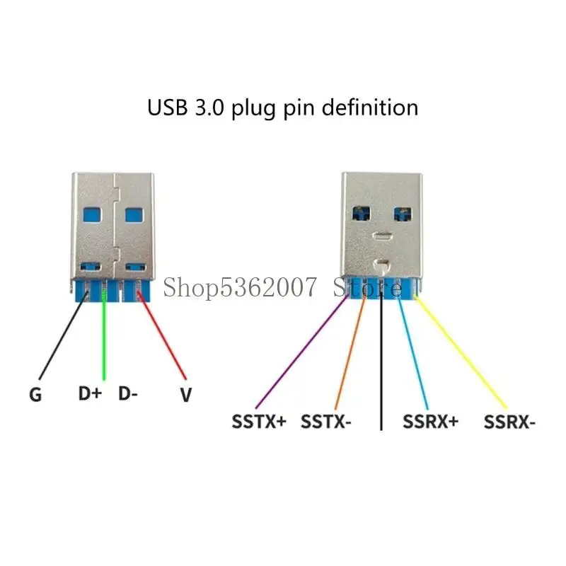 USB3.0 Tipo Plug maschi Connettori Tipo saldatura con shell in lega alluminio 40JB
