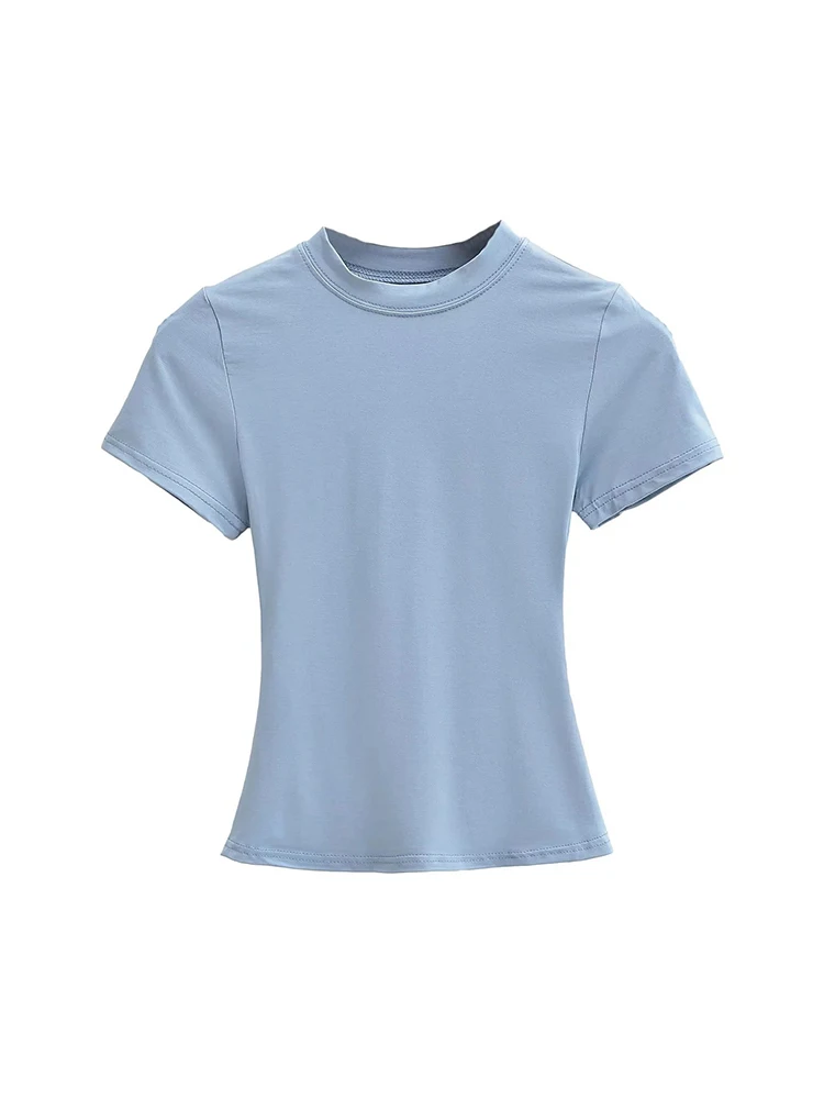 T-shirt manches courtes pour femmes, décontracté, de haute qualité, Sexy, Slim, tendance, couleur unie, vêtements y2k, 2025