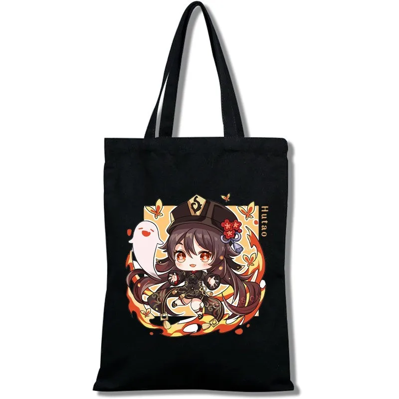 

Genin Impact Холщовая большая сумка с принтом, сумка через плечо, женская модная сумка, сумка китайского бренда