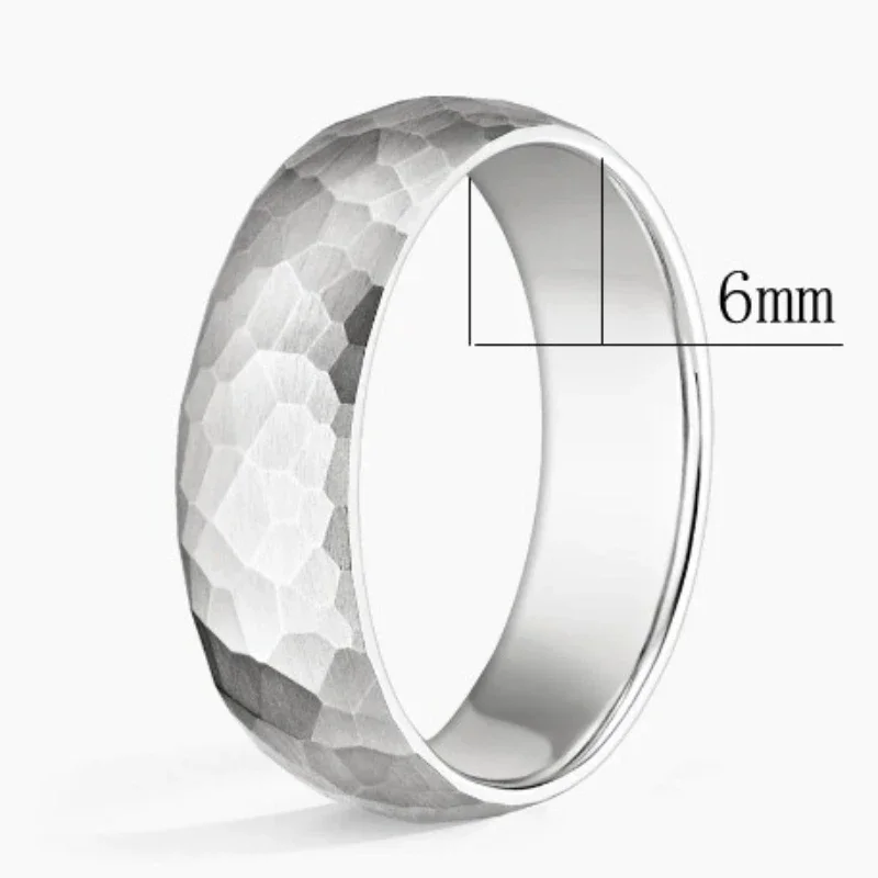Schwarzer Paarring aus gebürstetem Edelstahl, modisch, gehämmerte, facettenreiche Titanringe für Männer und Frauen, Hochzeit, Verlobung, Schmuck
