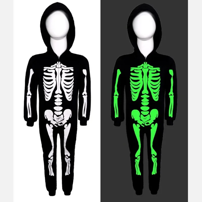 Máscara de esqueleto de Halloween, disfraz de Cosplay para adultos y niños, ropa de zombis con calavera de terror, mono, capa, fiesta de Carnaval, hombres y mujeres