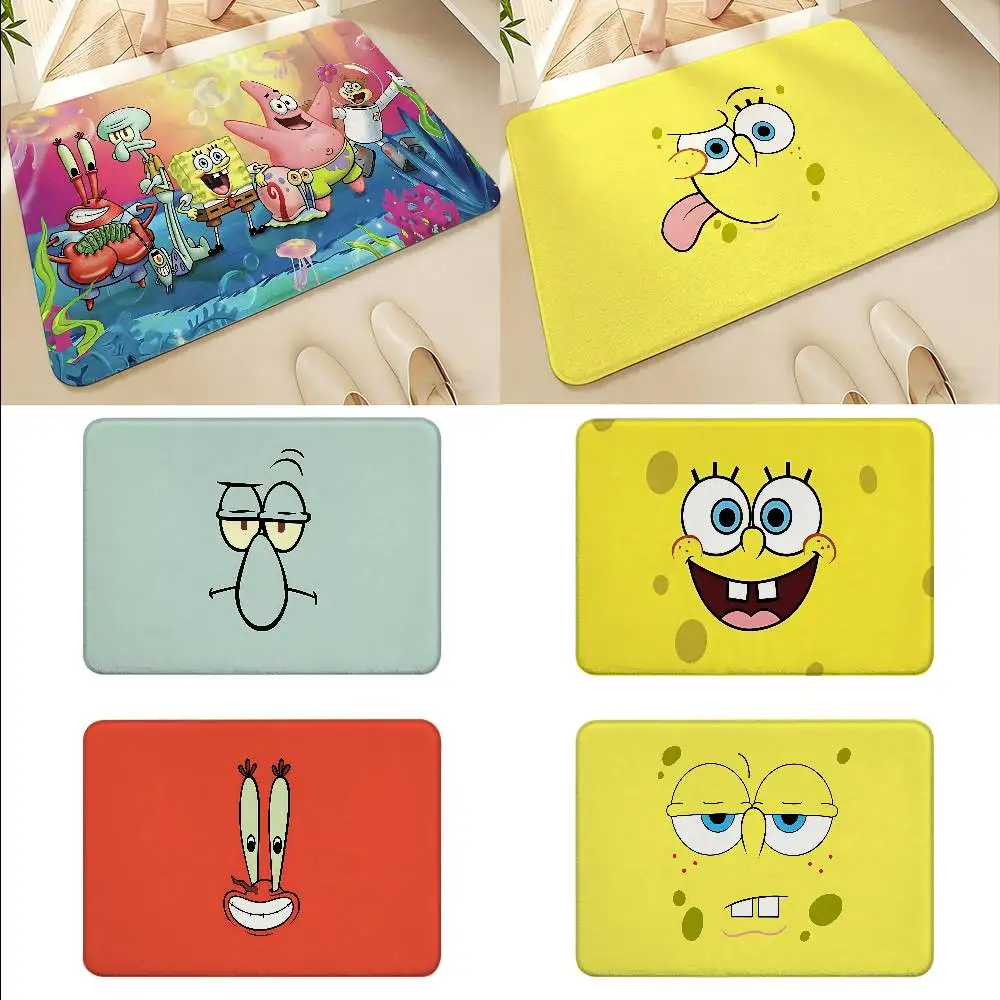 Anime S-SpongeBobs Floor Mats Home Laundry Rug Carpet For Living Room Decor Lounge Area Anti-slip Foot Mat Entrance Doormat