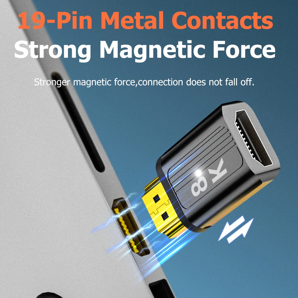 HDMI-Compatible 2.1 Magnetic Adapter Male to Female for Laptop TV Box PS5 8K/60Hz Video Connector High Speed 48Gbps eARC Cable