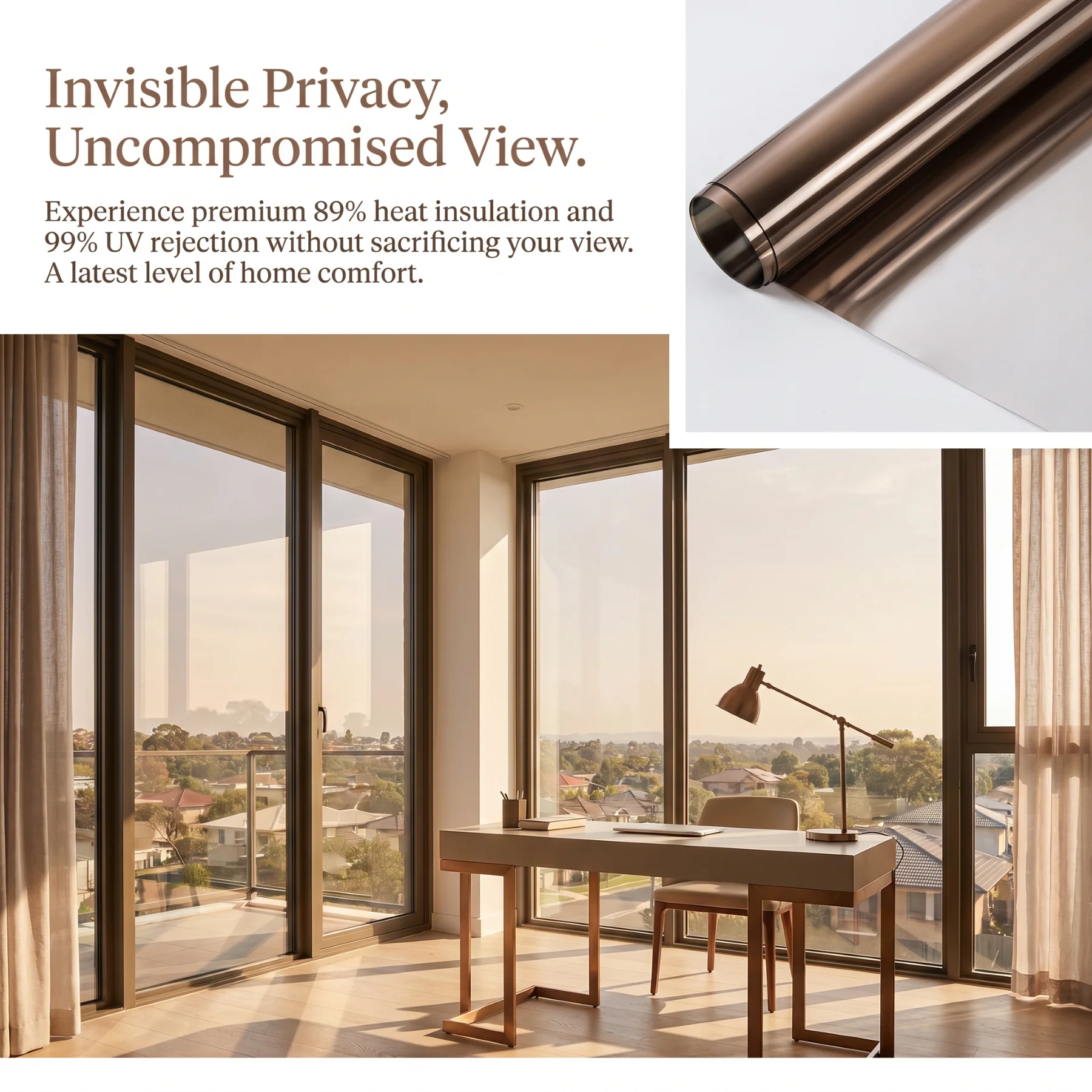 Heat Insulation Solar Window Privacy Film Blackout Glass Sticker for Home Self-Adhesive Vinyl Mirror Reflective Window Tint