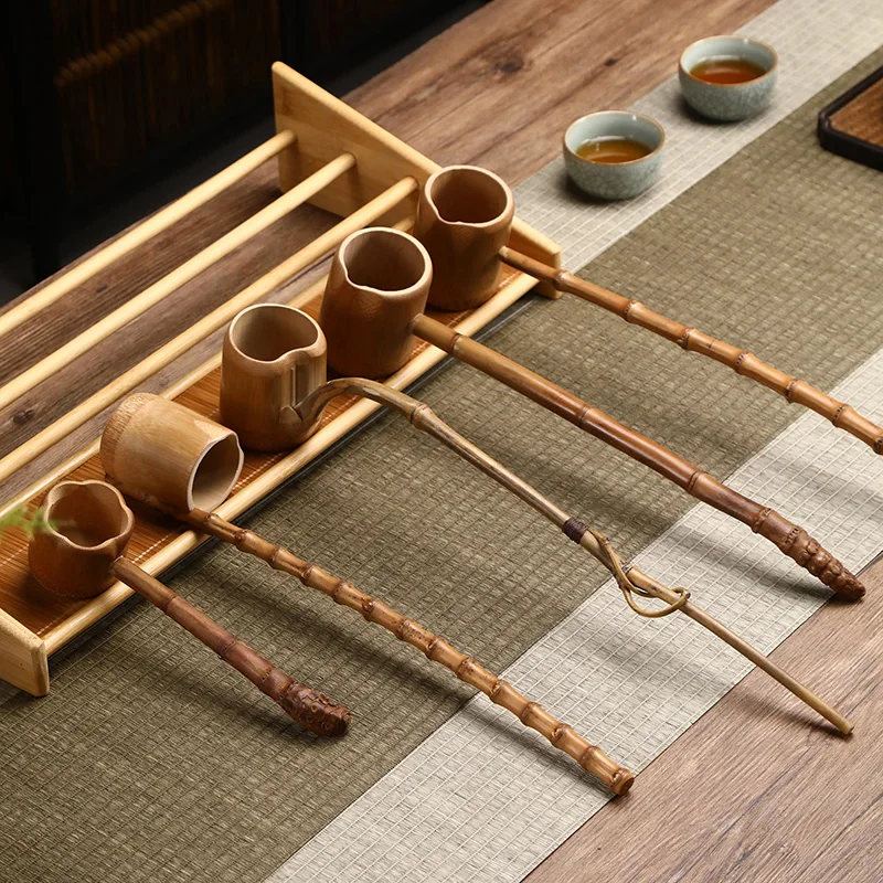 

Bamboo Root Long Handle Tea Scoop, Japanese Divider Spoon for Tea Ceremony, Water Scoop for Tea or Liquor, Rustic Wood Utensil