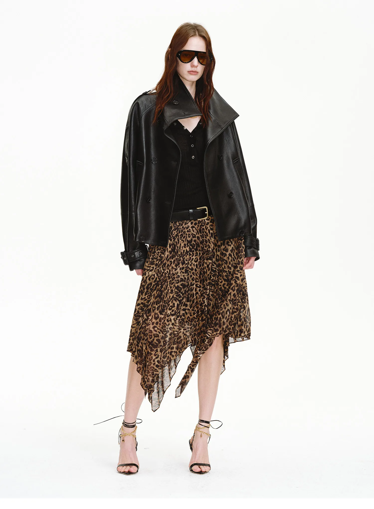 Lautaro Spring Autumn Cool Handsome Oversized Black Pu Leather Jackets for Women Double Breasted Luxury Designer Clothes Fashion