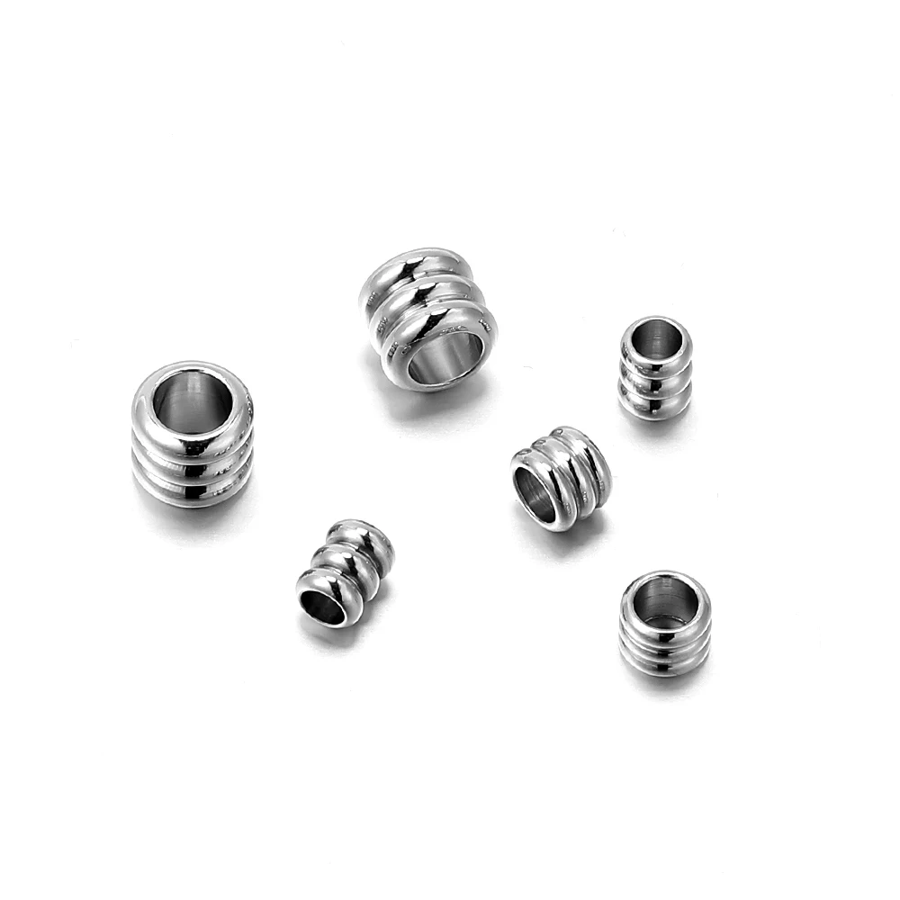 20pcs Stainless Steel Beads Charm Loose Round Beads Big Hole Beads Inner Hole 3 4 5mm For DIY Jewelry Making And Components