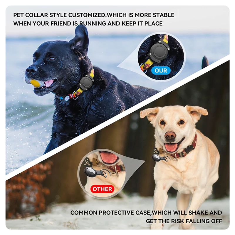 Waterproof Airtag Dog Collar Holder For Apple Air Tag Case Durable Dog & Cat Collars Mount for AirTags Fits All Width Collars