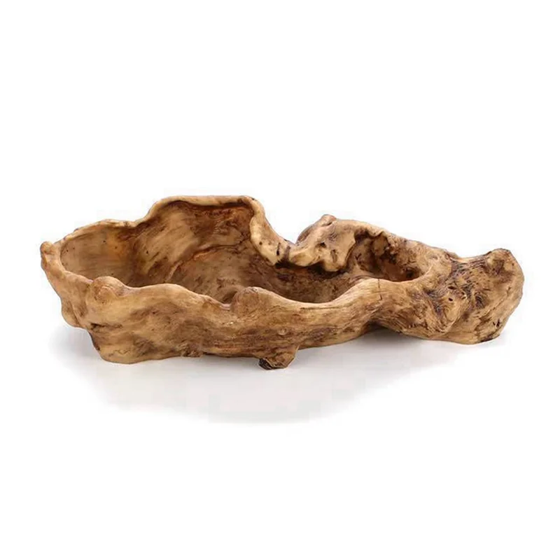 Pastoral Retro Landscape Flower Pot Resin Tree Stump Planter Artificial Driftwood Sculpture Rustic Succulent-ABHG