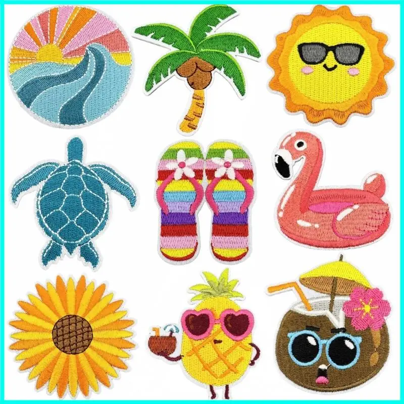 

Cartoon Vacation Patches Iron On Adhesive Repair Patches For Hat Clothes Set Of 9