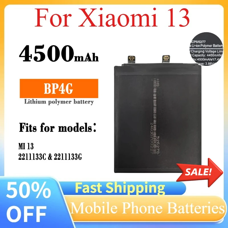 

Mobile Phone Replacement Battery for Xiaomi 13 (MI13) - High Quality 5000mAh BP4G + Free Tools Fast Shipping