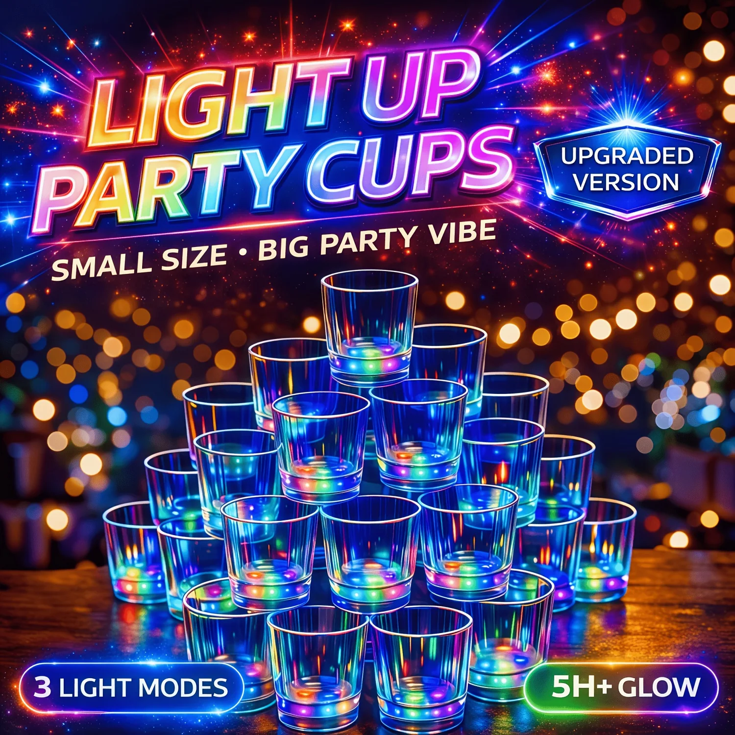 12Pack LED Light Up Shot Glasses Glow in the Dark Reusable Plastic Party Cups Flashing Lights Drinking Glasses Party Cups