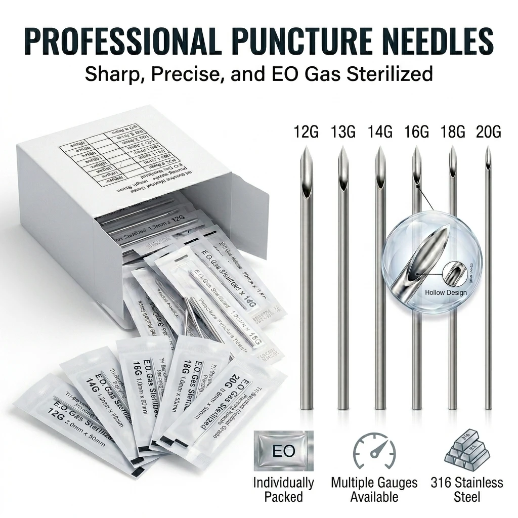 100-5pcs Piercing Needles Disposable 12G 14G 16G 18G 20G Sterile Ear Nose Septum Lip Sharp Hollow Body Piercing Needles Supplies