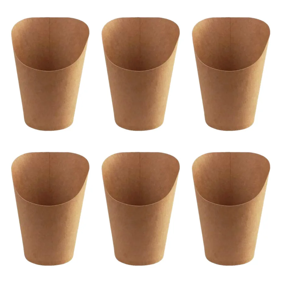 100Pcs Disposal Take-Out Party Dessert Supplies Baking Cakes Egg Puff French Fries Chips Snacks Kraft Paper Cups Holder 300Ml