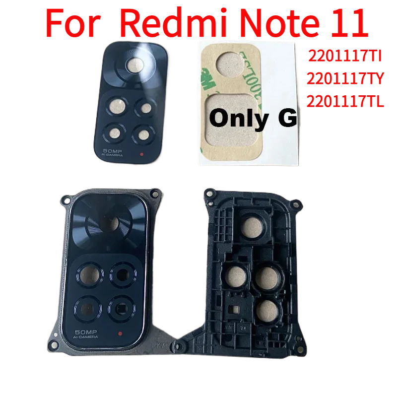 For  Redmi Note 11 Back Camera Lens Rear Glass With Frame Cover 4G Global 2201117TG 2201117TI 2201117TY 2201117TL