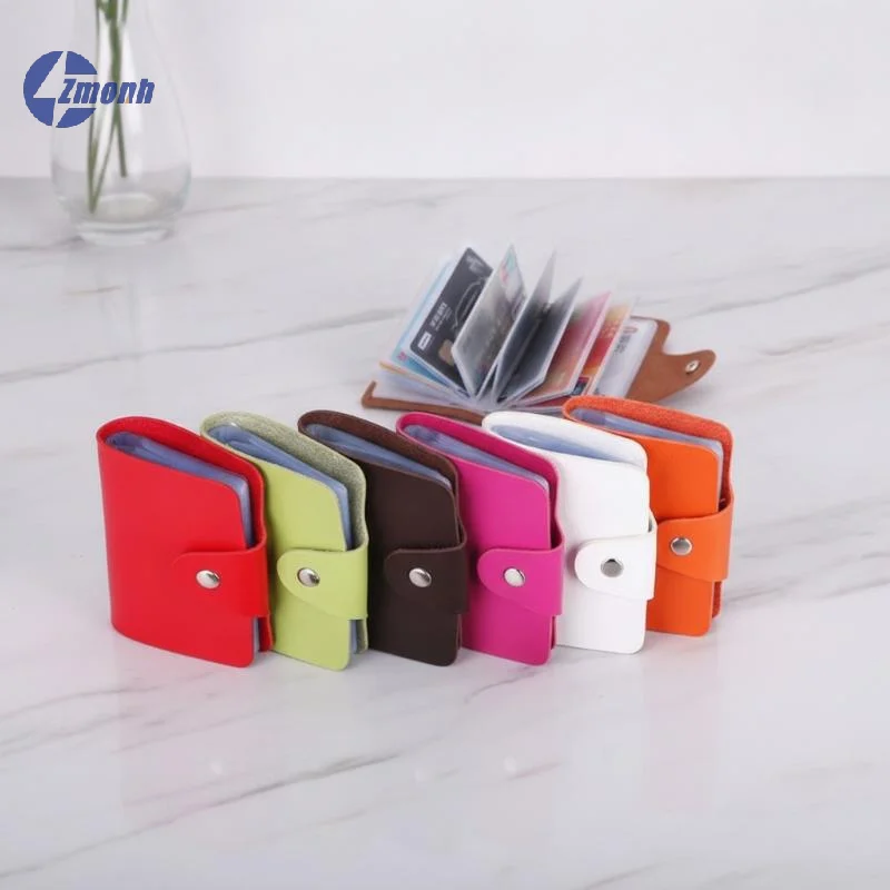 New！Business Card Holder Anti-theft ID Credit Card Holder Fashion Women's 24 Cards Slim PU Leather Pocket Case Coin Purse Wallet