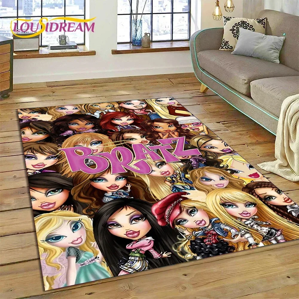 HD Cartoon Bratz Doll Cute Girls 3D Carpet Rug for Bedroom Living Room Home Sofa Decoration,Children Game Large Decor Floor Mat