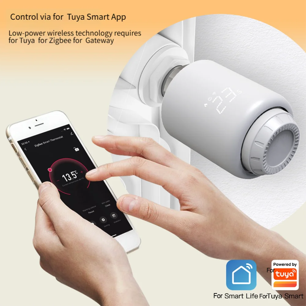 

Программируемое управление нагревом, умный термостат радиатора, функция блокировки от детей, гибкая установка, термостат радиатора