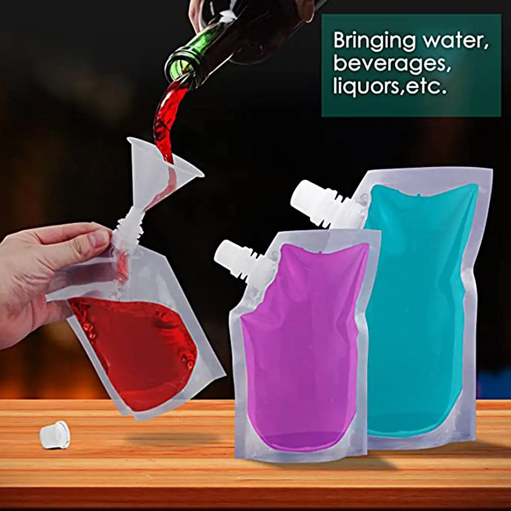 1 Set Useful Liquor Pouch Large Capacity Juice Bag Reusable Flask Liquor Cruise Pouch Sneak Alcohol Bag Transparent