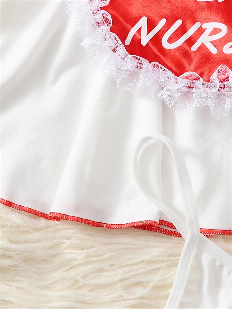 مثير فتاة ممرضة زي الساخن الحسية الملابس الداخلية 5 قطعة الملابس الداخلية المثيرة الأحمر القوس الصدرية الكشكشة تنورة شقي تأثيري الملابس الداخلية الموحدة #6