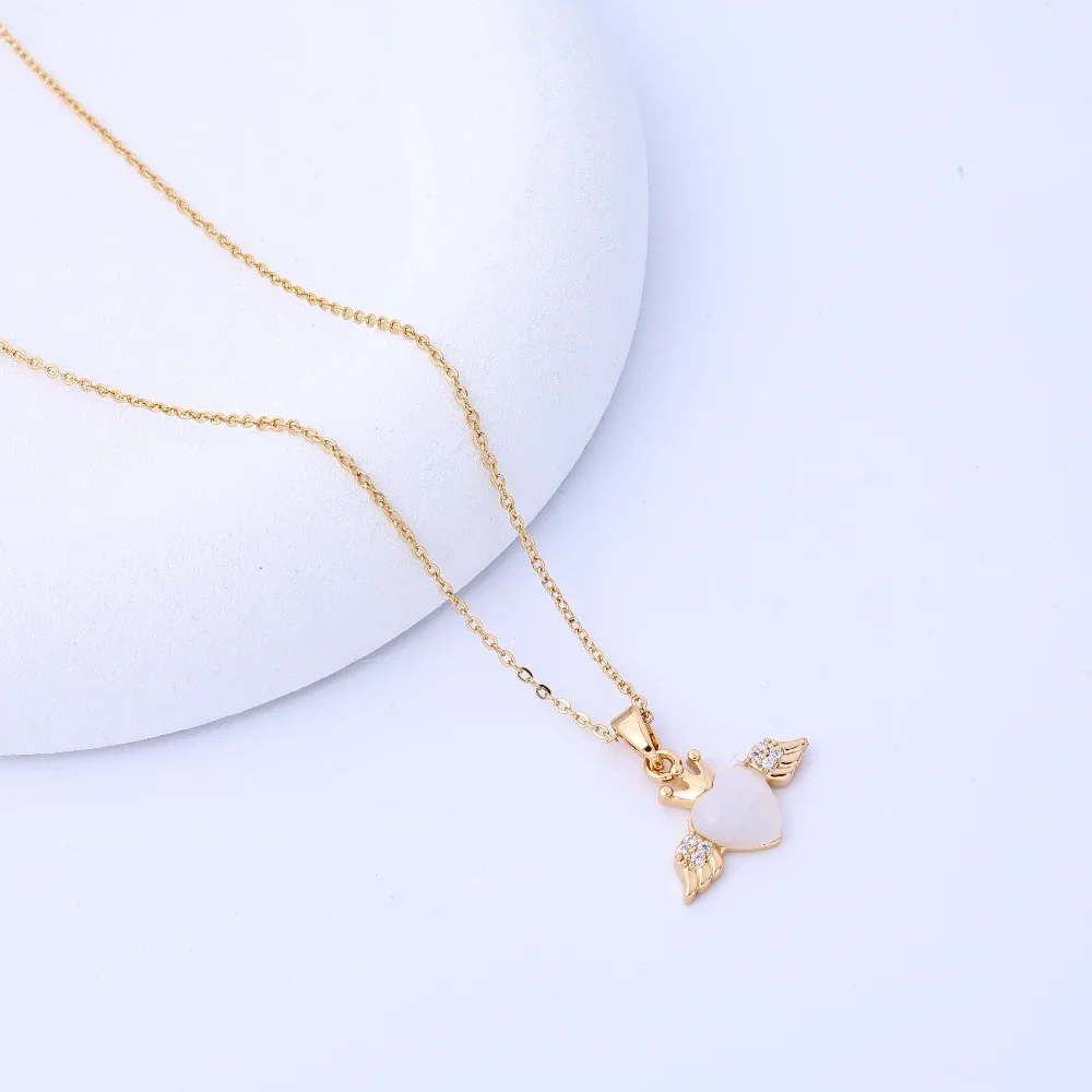 Collana, angelo femminile, corona, nicchia, temperamento semplice, senso del design, accessori per catena di alimentazione con zirconi, acciaio al titanio di fascia alta