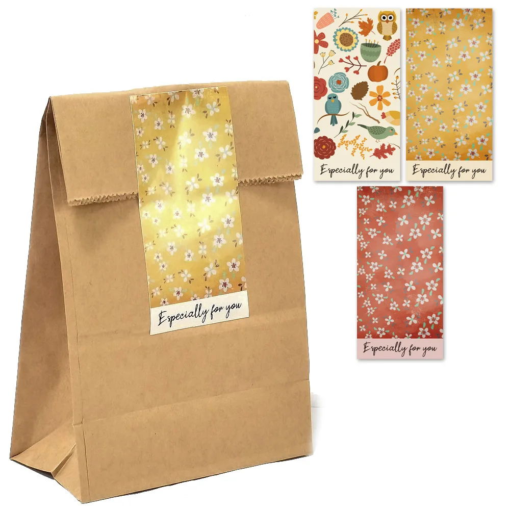 50pcs Flower Rectangle Food Gift Box Sealing Sticker Greeting Label Tag For Bussiness Packaging Especially for You Wholesale