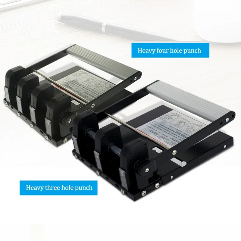 

Модернизированный ручной сверхмощный прецизионный перфоратор для бумаги с тремя отверстиями и четырьмя отверстиями, 150 листов бумаги формата А4, 108 мм (регулируемый)