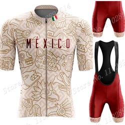 2023 Mexico Cycling Jersey National Team Set Summer Mexican Red Clothing Road Bike Shirts Suit Bicycle Bib Shorts MTB Ropa