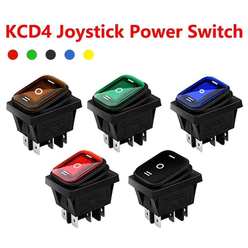 5/20/100PCS KCD4 Waterproof Switch ON-OFF-ON Rocker Switch 12V Power Switch 3 Position 6 Pins self-Locking 16A 250VAC 20A125VAC