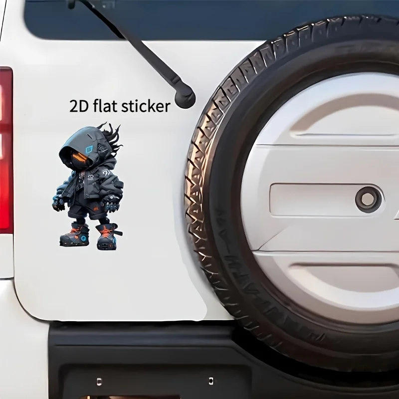 

(Black/Blue/Orange Design) For Car & Laptop Accessories Flat Sticker Cyber Cartoon Figure Decorative Decal