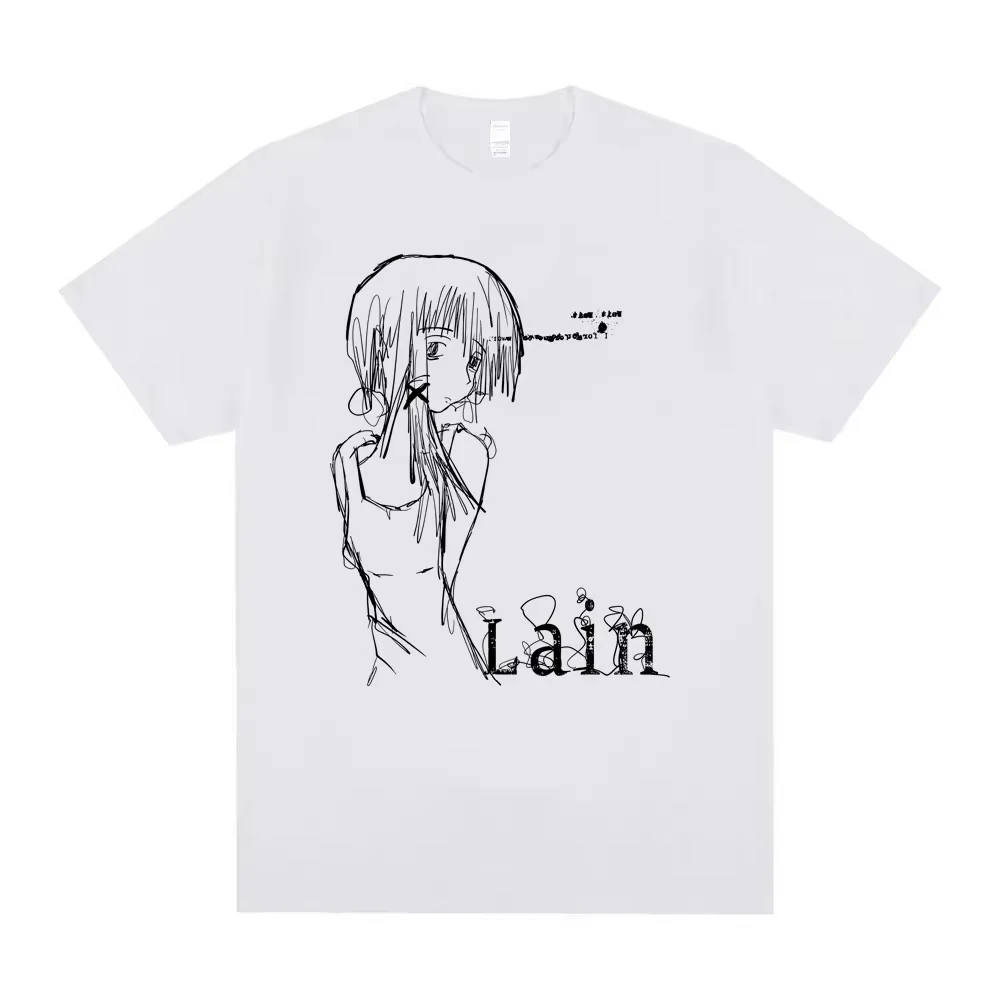 Japanese Anime Serial Experiments Lain Sci Fi Vintage T Shirt Manga Harajuku T-Shirt Unisex Casual Cotton Loose