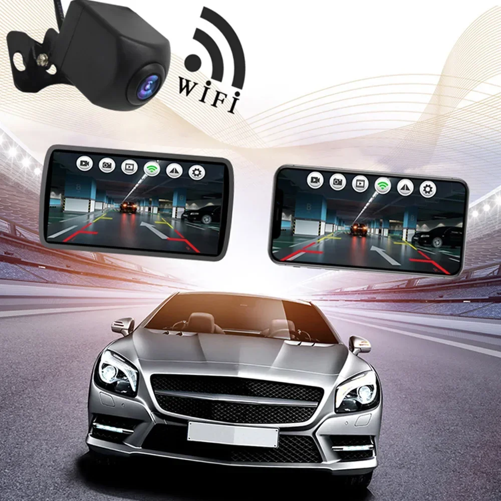 Cámara de respaldo inalámbrica WIFI cámara de visión trasera para coche WiFi cámara de respaldo IP67 impermeable LCD dispositivo de Monitor de marcha atrás inalámbrico