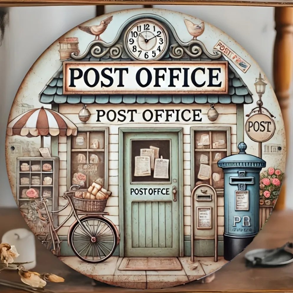 Vintage-Postbüro-Metallschild – 2D-wetterfestes Retro-Design für drinnen und draußen, Büro, Badezimmer, Männerhöhle, kommerzielle Dekoration