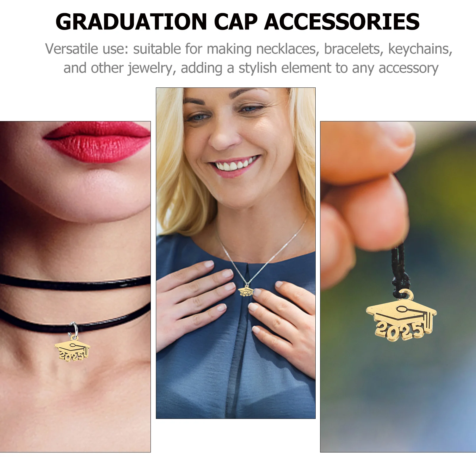 

100pcs Graduation Cap Pendant Jewelry Accessories Bracelet Charms Year 2025 Alloy Tassel Decorations DIY Durability
