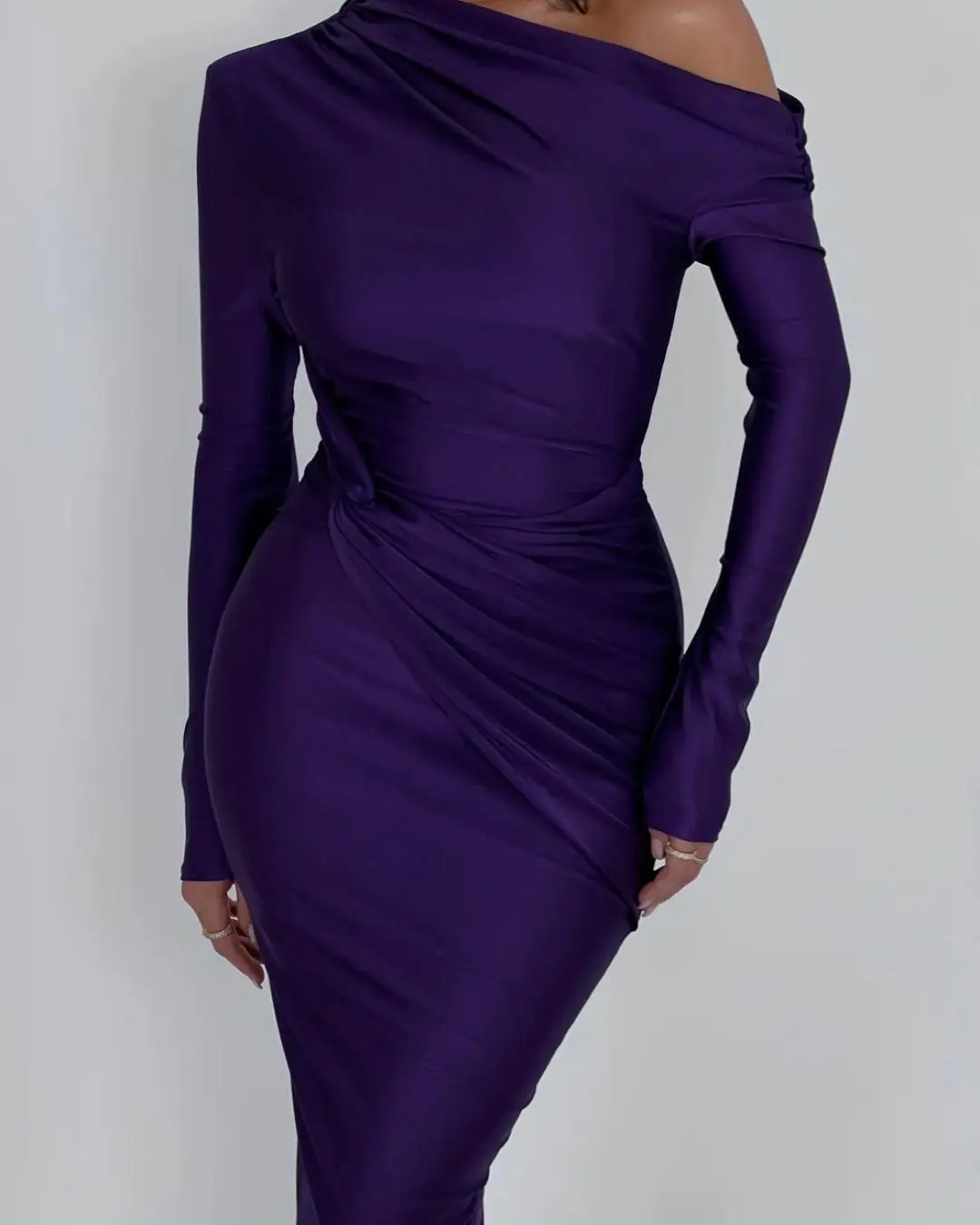 Mermaid Formal Evening Dresses for Women Long Sleeve Party Dress Satin Prom Gowns Purple vestidos de fiesta elegantes 2024