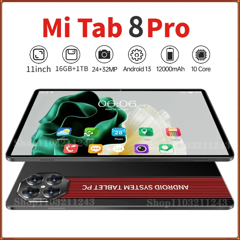 2024 Original Global Version Pad 8Pro 11Inch HD 4K Screen Snapdragon888 Tablets PC Android13 Octa Core 16GB+1TB 5G Wifi Tab