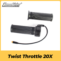 Electric Bicycle Throttle Waterproof Connector 3 Pin 20X Twist Throttle for 22.5mm Handlebar 1 Pair Ebike Speed Handle Grip