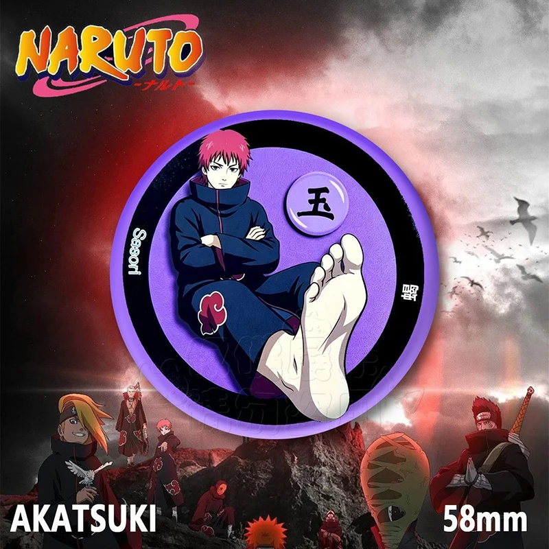Cartoon Naruto Akatsuki Abzeichen Brosche Itachi Deidara Sasori Konan Pain Hidan Kisame Runde Metallabzeichen Rucksack Reversnadel Geschenk – Detail 3