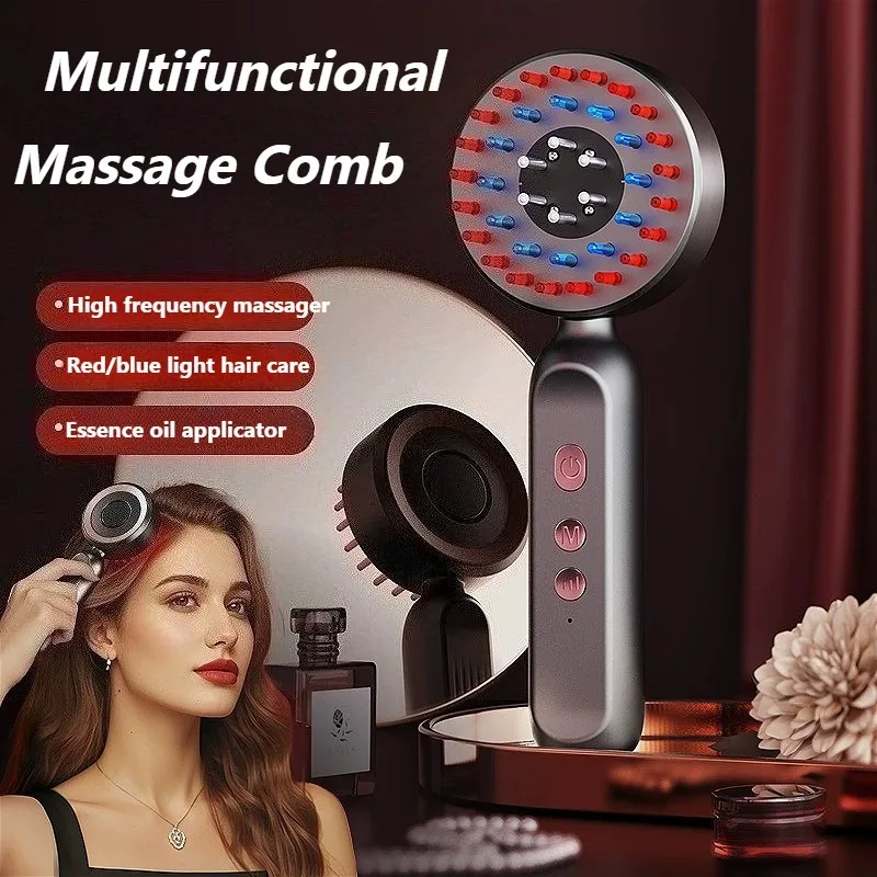 

1PC Electric Massage Comb Red Light Hair Care Comb Liquid Guide Comb Scalp Essential Oil Applicator Head Massager Anti Hair Loss
