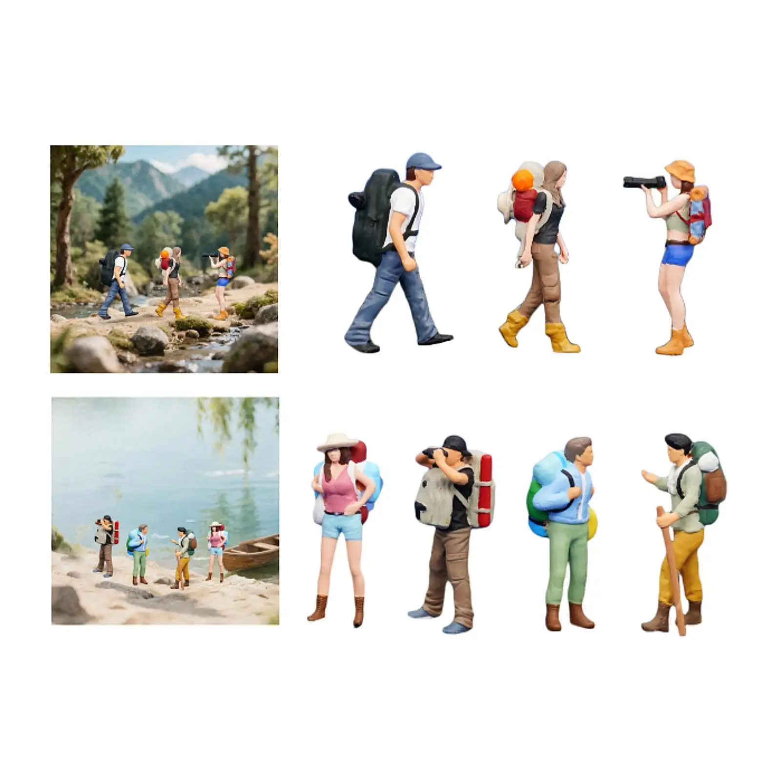 

1/64 Scale Miniature Figures Outdoor Hiking Decoration Micro Landscape Decor