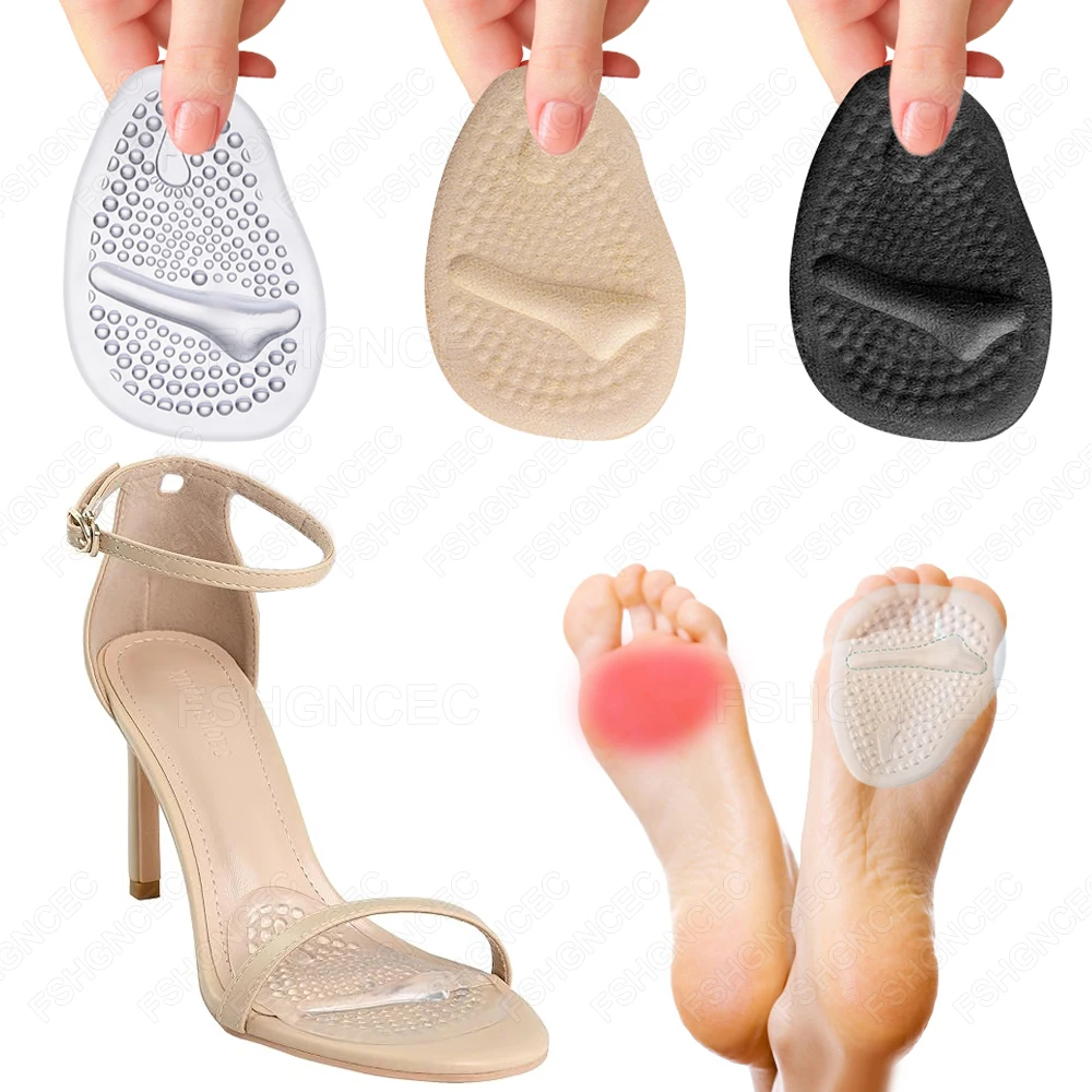

Silicone Forefoot Pads Self-Adhesive Anti-Slip Shock Absorption Insoles Ball of Foot Cushions Pain Relief Inserts for High Heels