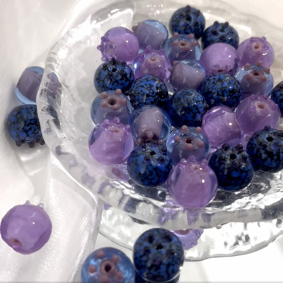 2 Stück 10 Stück Blaubeer-Glasperlen Handgemachte Simulationsfrucht Himbeere für DIY Schmuck Schlüsselanhänger Taschenanhänger Zubehör Großhandel